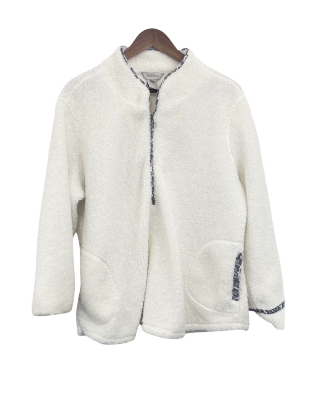 Multiples White and Gray Textured Jacket